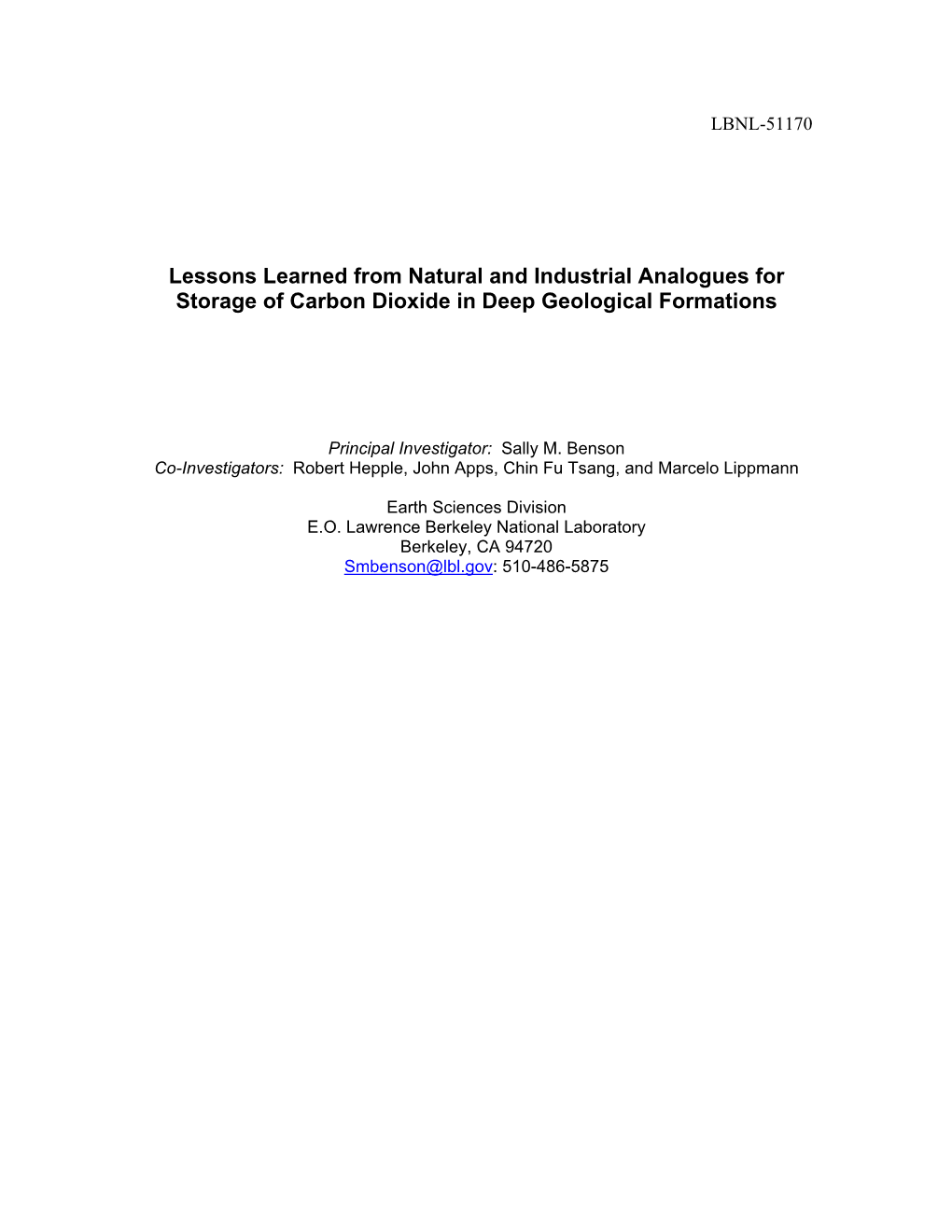 Carbon Dioxide in Deep Geological Formations