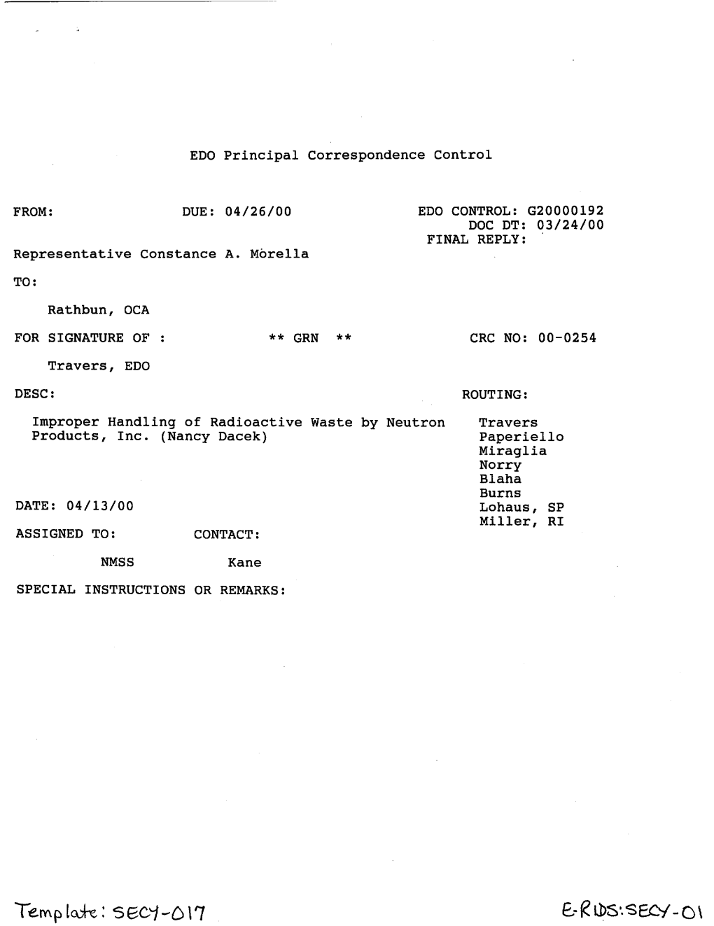 Improper Handling of Radioactive Waste by Neutron Products, Inc