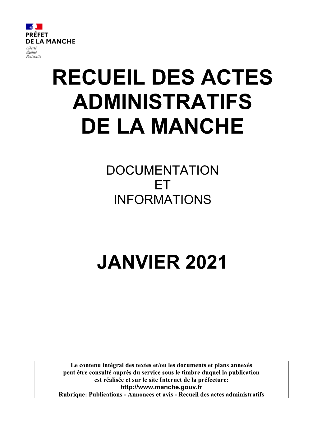 Recueil Des Actes Administratifs De La Manche