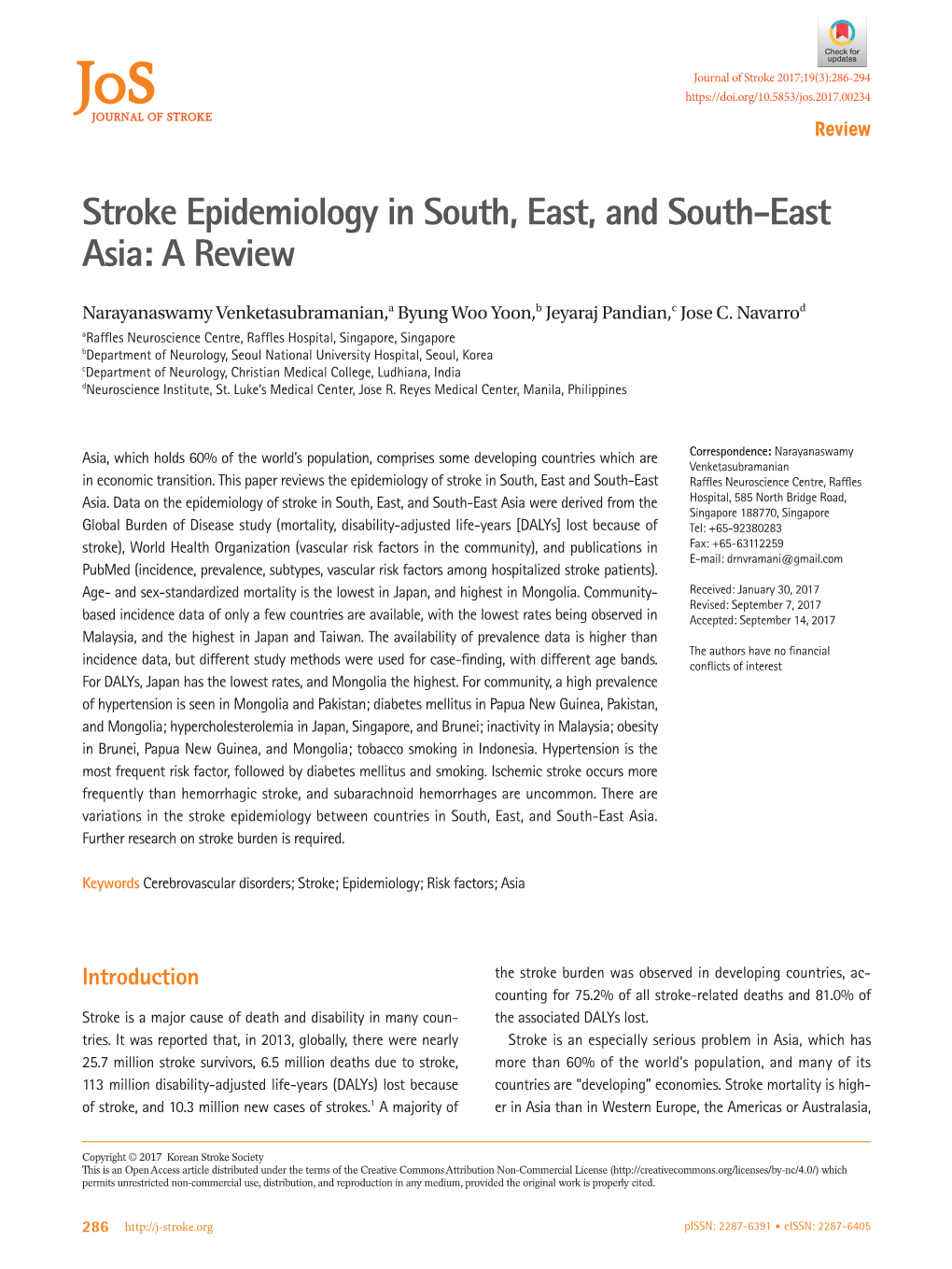 Stroke Epidemiology in South, East, and South-East Asia: a Review