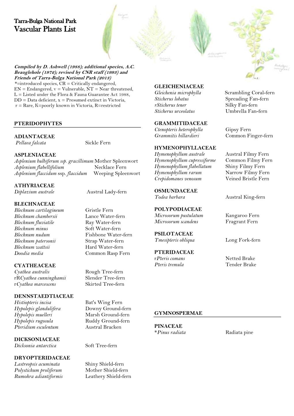 Vascular Plants List