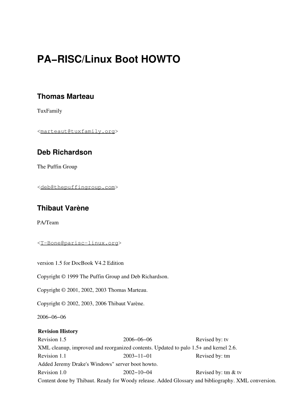PA-RISC/Linux Boot HOWTO