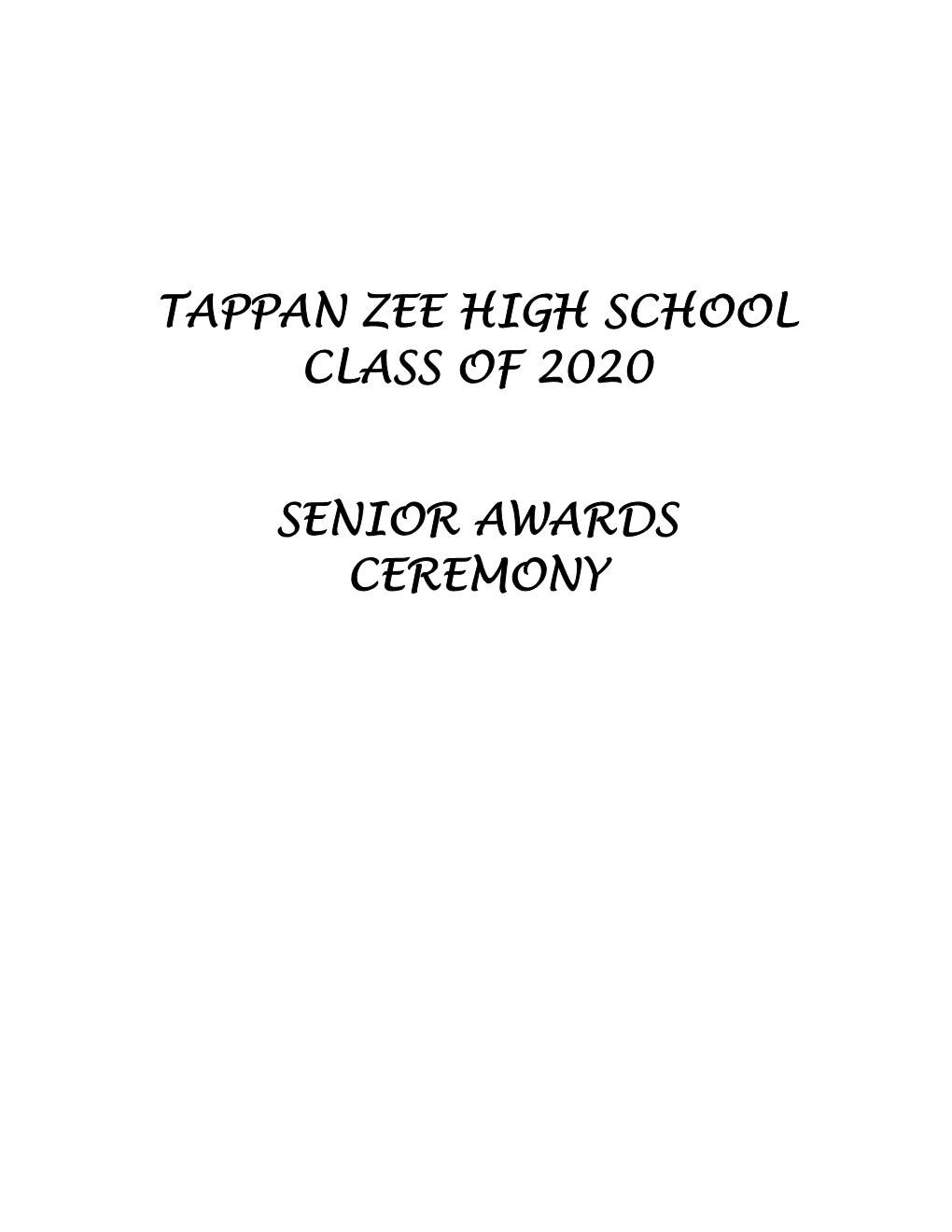 Tappan Zee High School Class of 2020 Senior Awards Ceremony