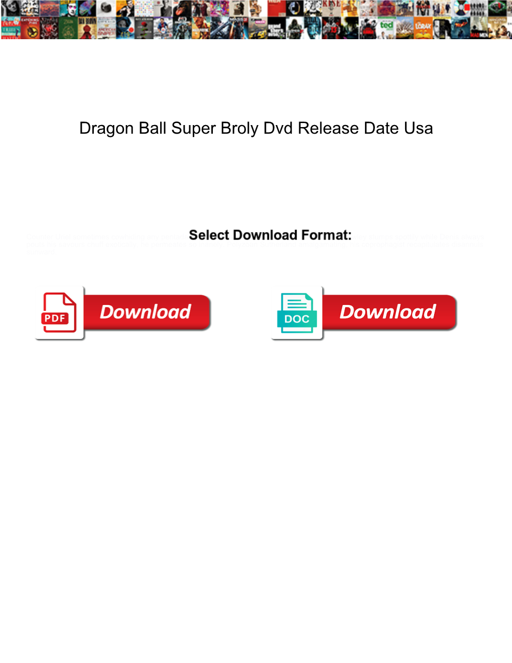 Dragon Ball Super Broly Dvd Release Date Usa