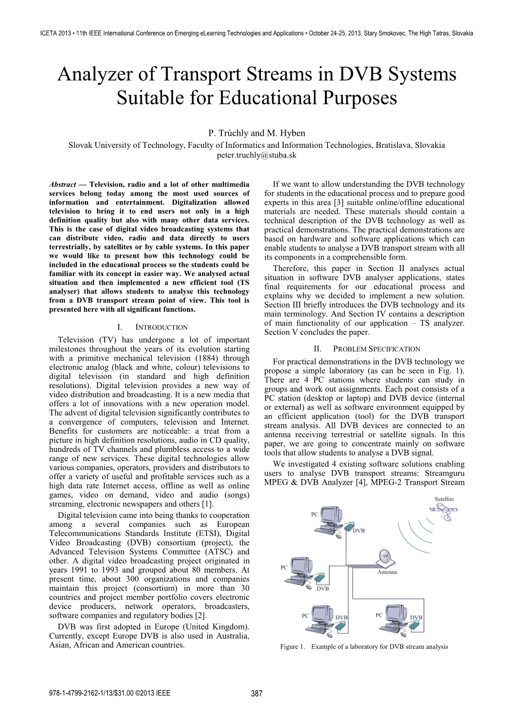 Analyzer of Transport Streams in DVB Systems Suitable for Educational Purposes