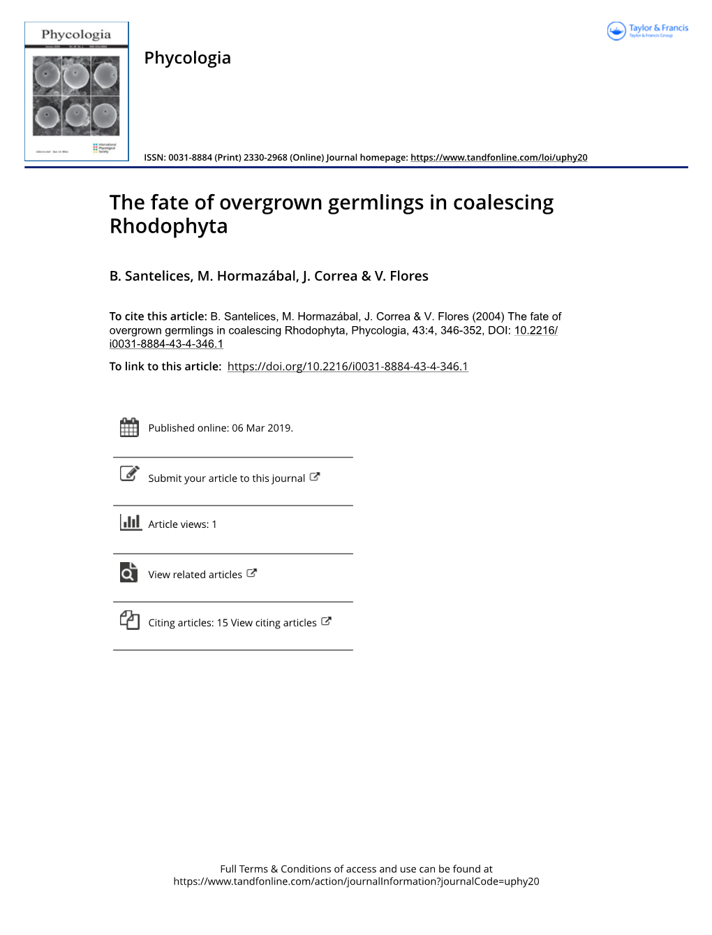 The Fate of Overgrown Germlings in Coalescing Rhodophyta