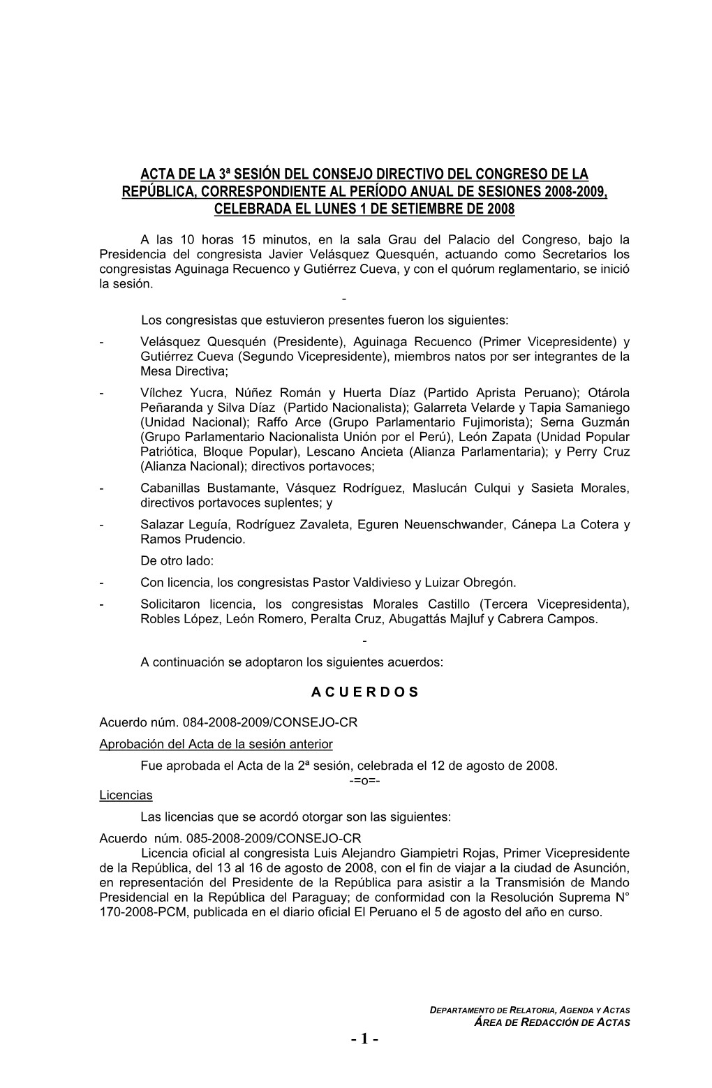 Acta De La 3ª Sesión Del Consejo Directivo Del