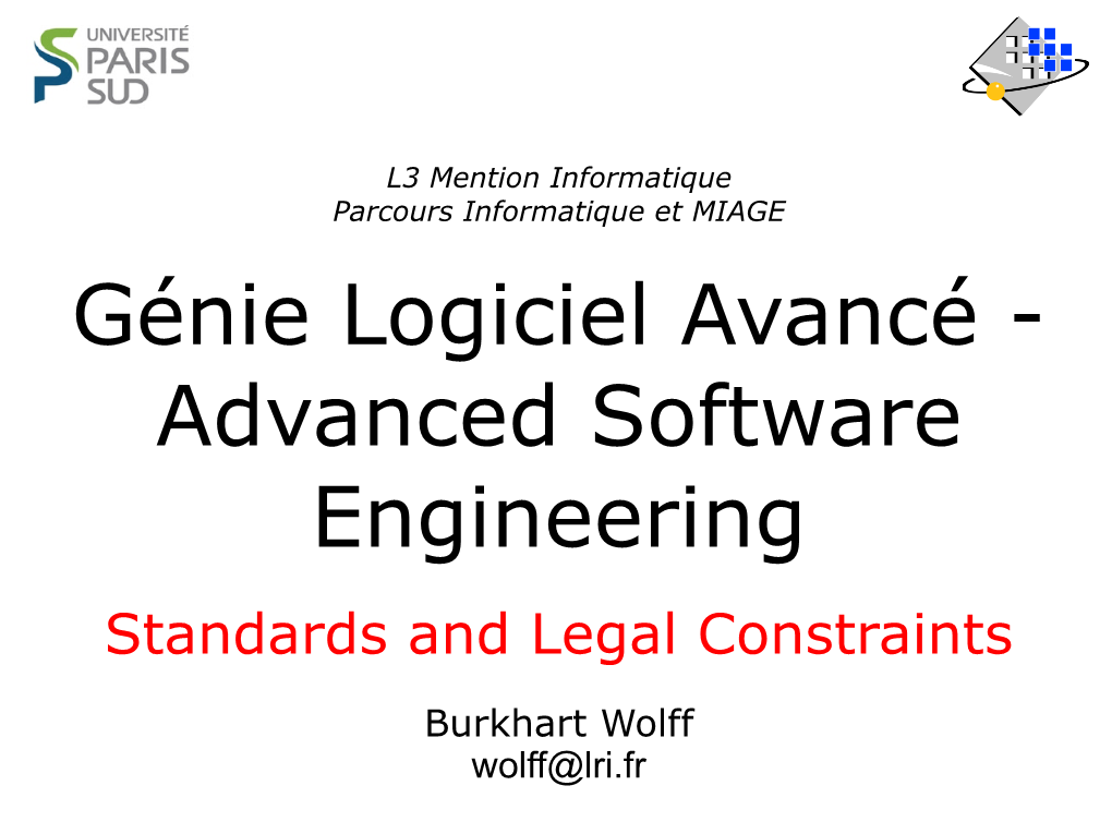 Standards and Legal Constraints