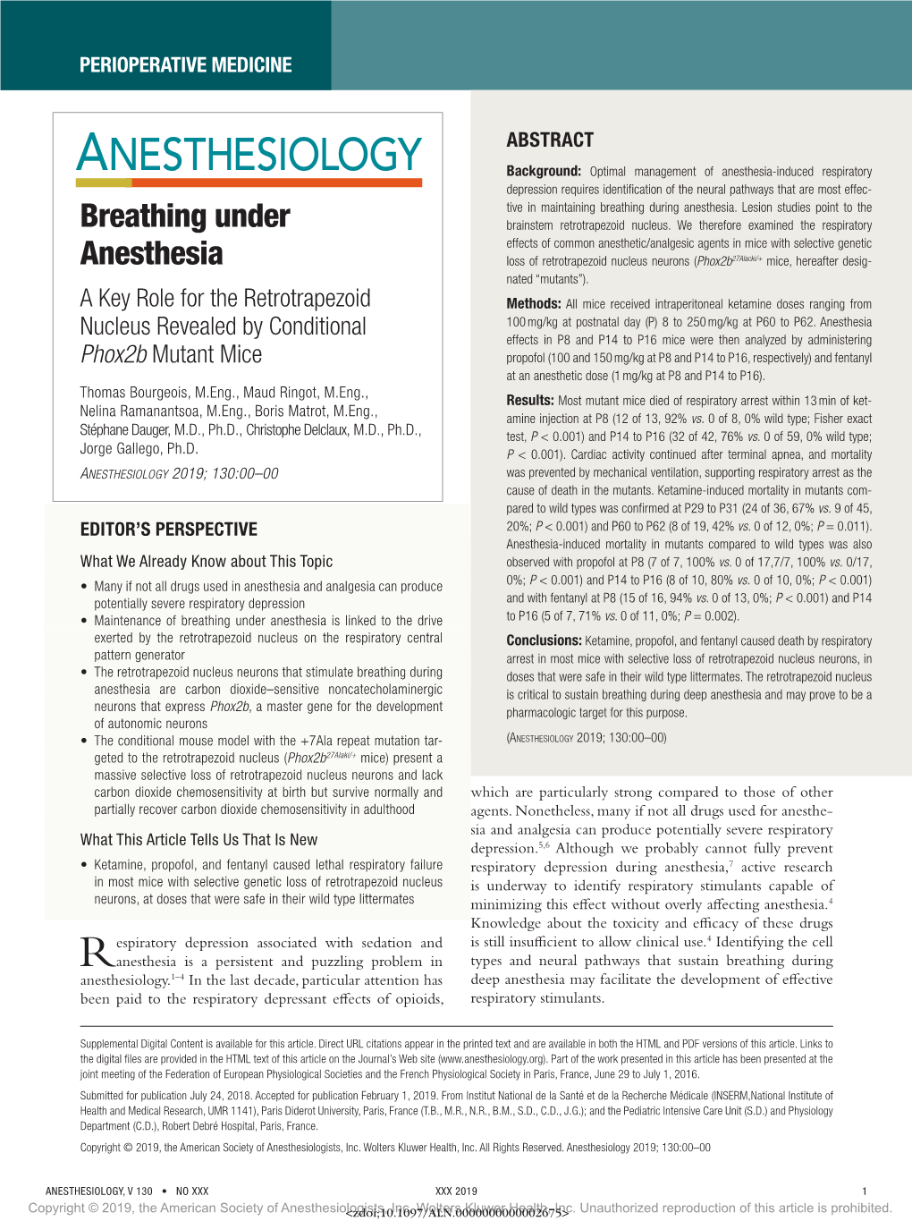 Breathing Under Anesthesia Is Linked to the Drive to P16 (5 of 7, 71% Vs