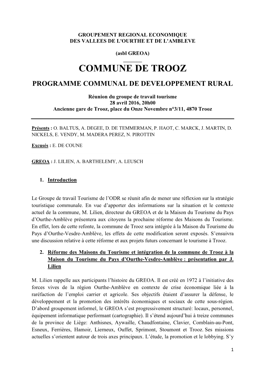 Commune De Trooz Programme Communal De Developpement Rural