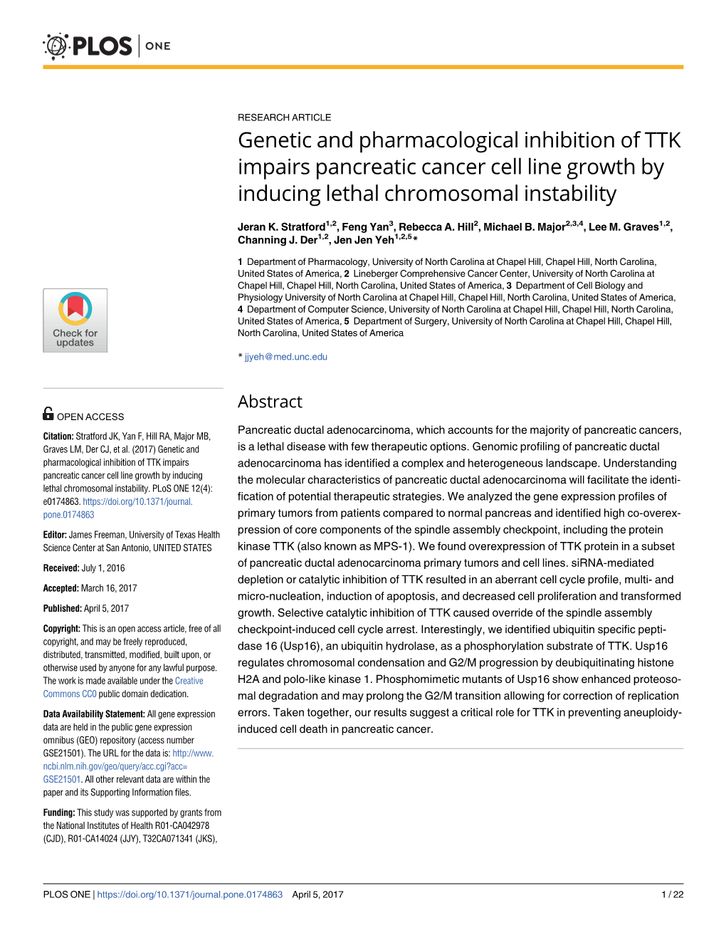 Genetic and Pharmacological Inhibition of TTK Impairs Pancreatic Cancer Cell Line Growth by Inducing Lethal Chromosomal Instability