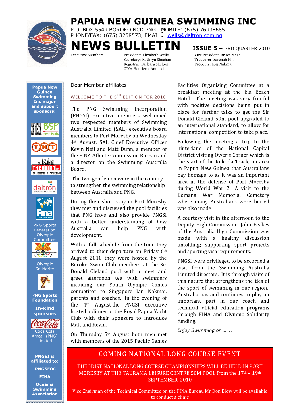 News Bulletin Issue 5 – 3Rd Quarter 2010