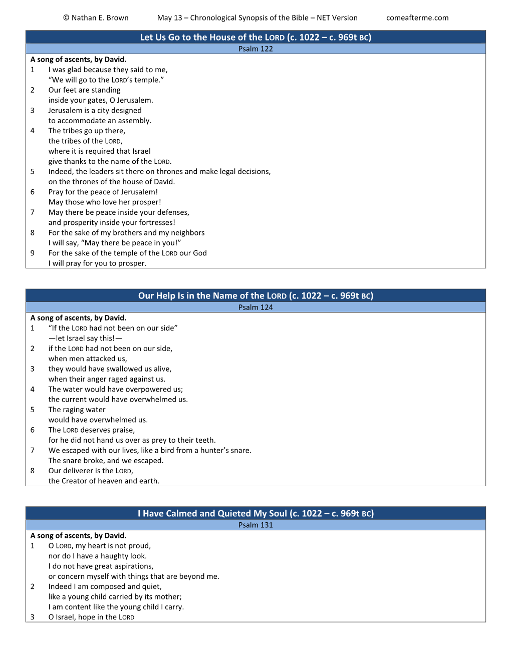 133 May 13 Chronological Synopsis of the Bible