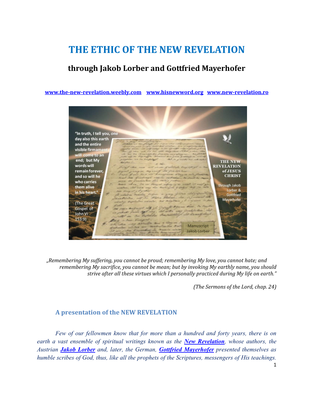 The Ethic of the New Revelation