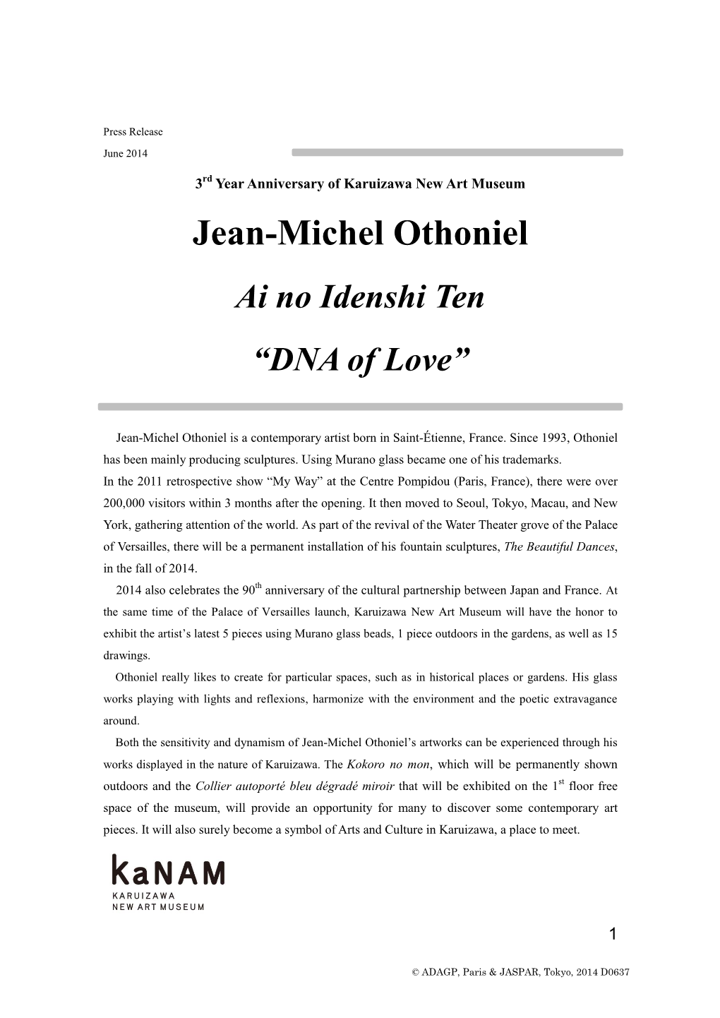 Jean-Michel Othoniel Ai No Idenshi Ten “DNA of Love”