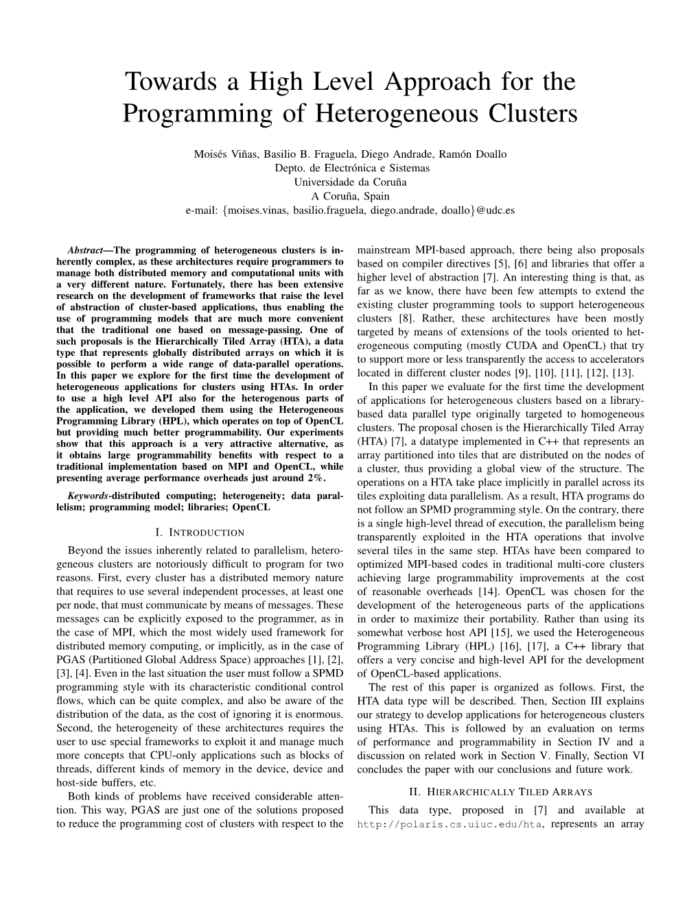 Towards a High Level Approach for the Programming of Heterogeneous Clusters