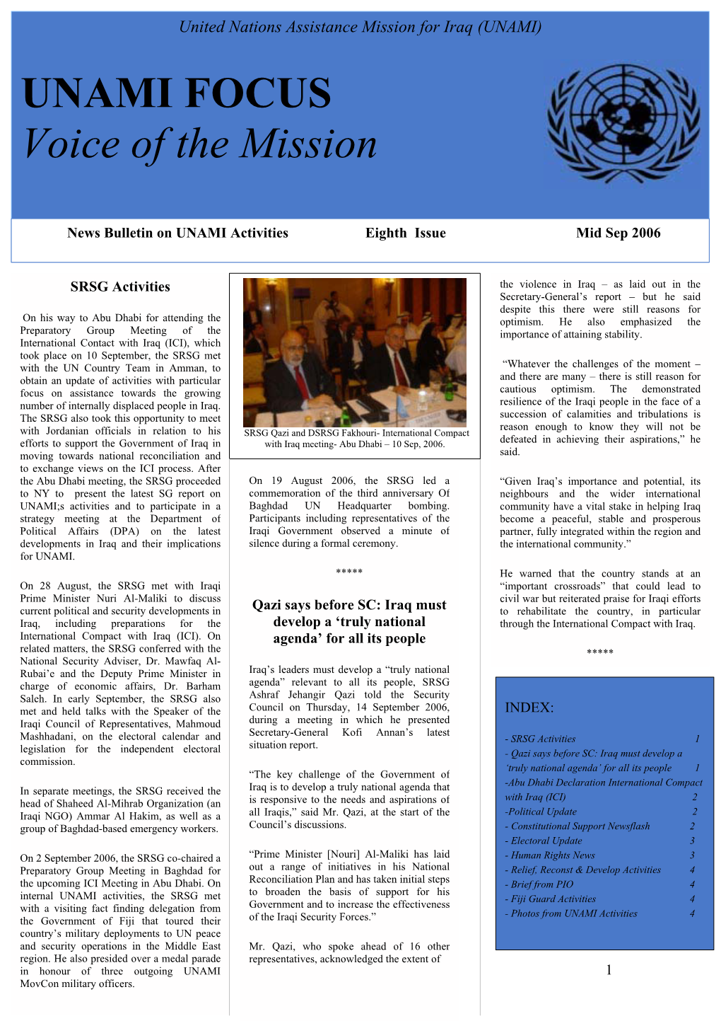 UNAMI FOCUS Voice of the Mission