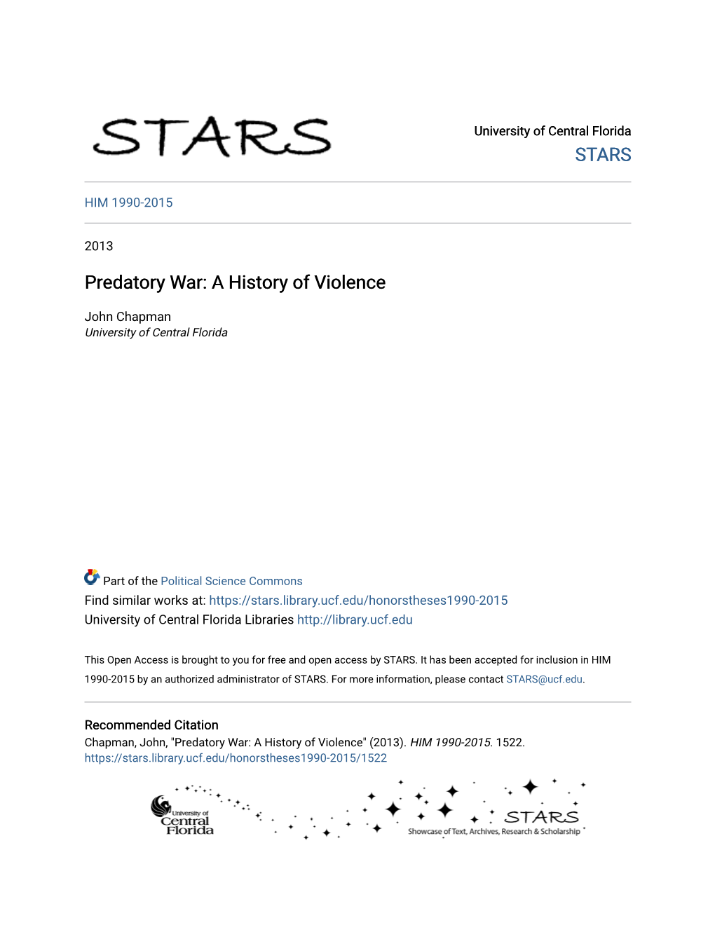 Predatory War: a History of Violence