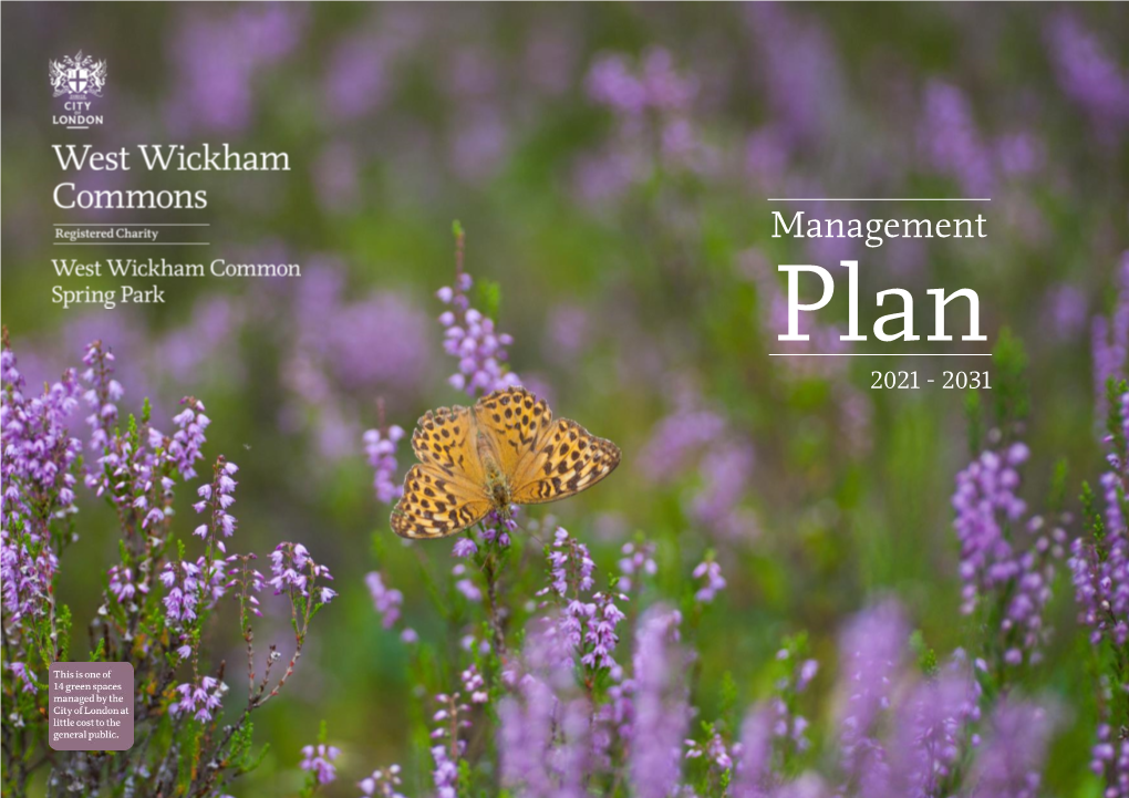 Draft West Wickham Spring Park Management Plan.Pdf