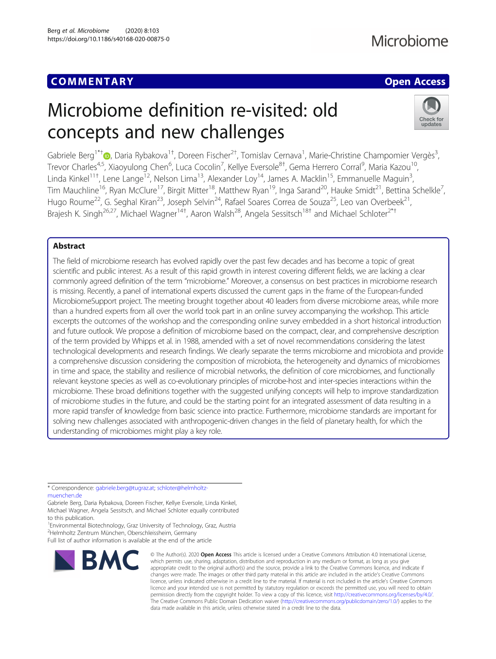 Microbiome Definition Re-Visited: Old Concepts and New Challenges