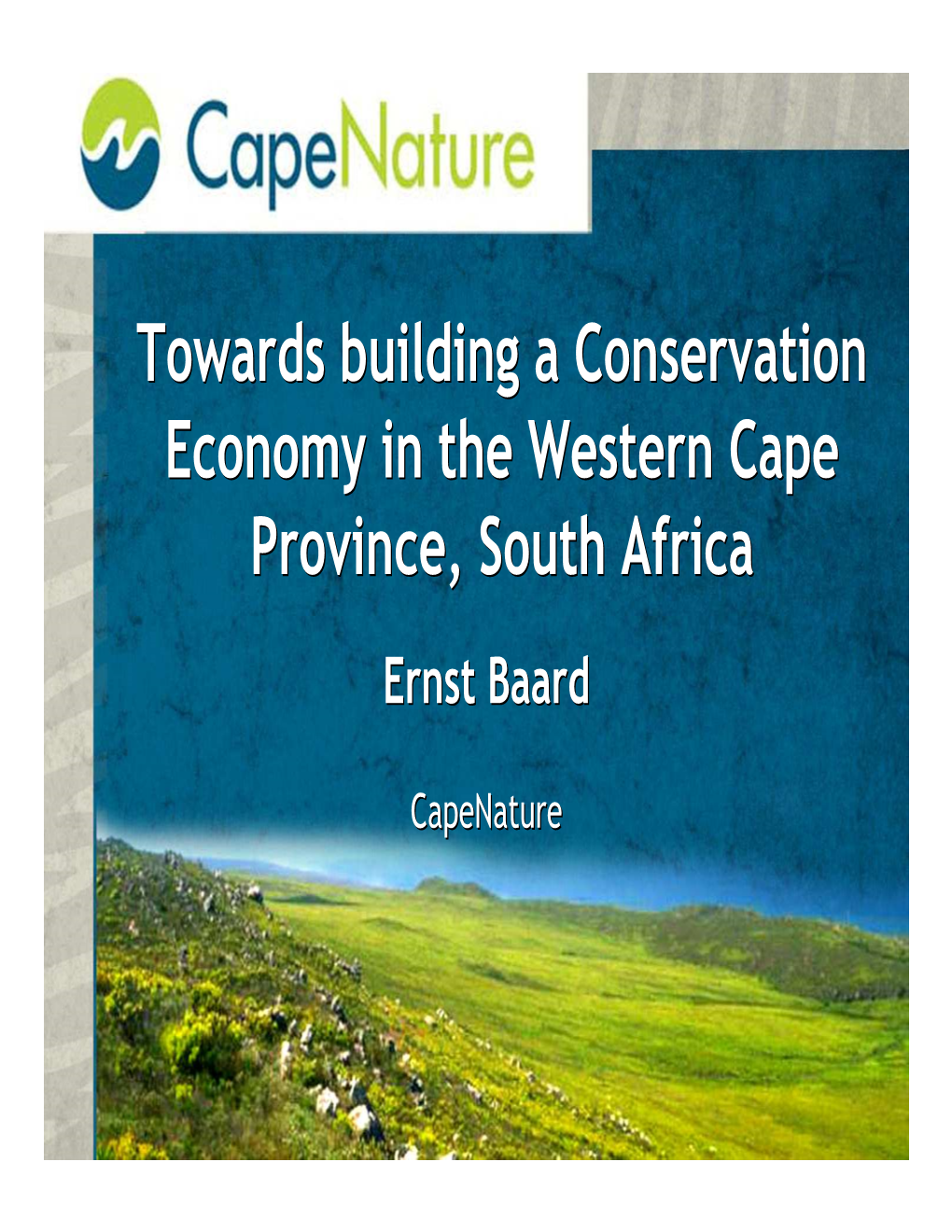 Cape Nature Conservation Board Scientific Services Provincial Nature Reserves Mountain Catchment Areas October 2001