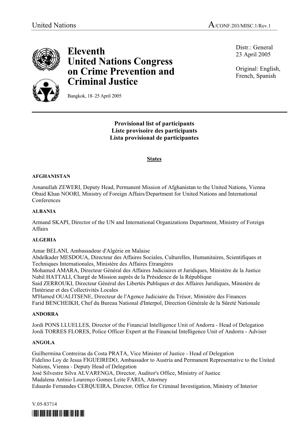 Eleventh United Nations Congress on Crime Prevention and Criminal Justice