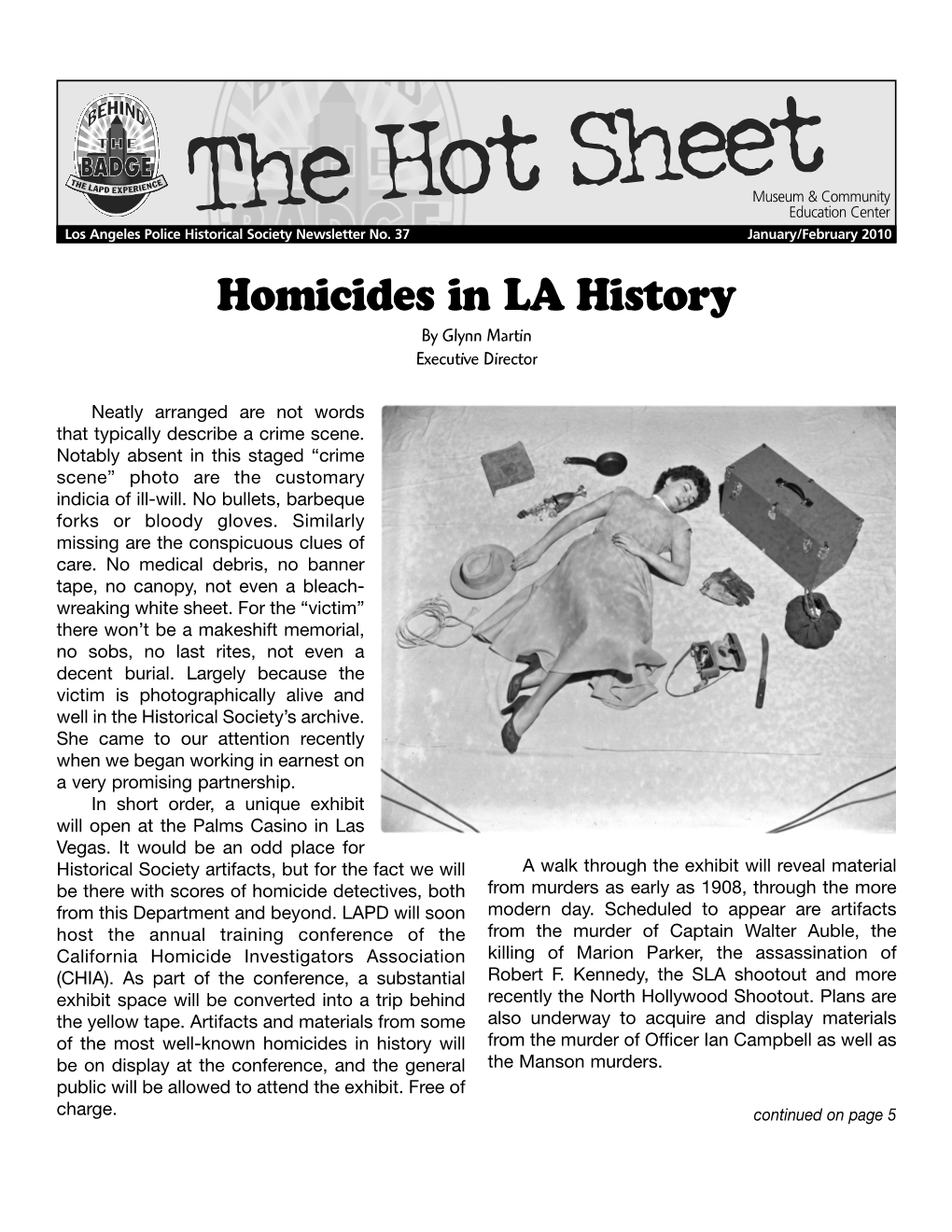 February 2010 Homicides in LA History by Glynn Martin Executive Director