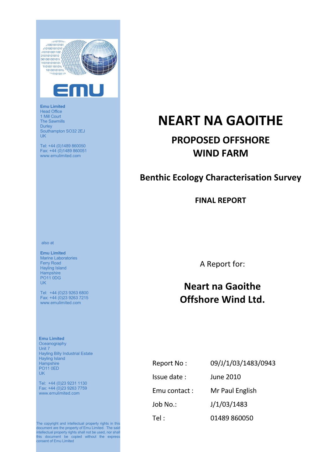 Benthic Ecology Characterisation Report