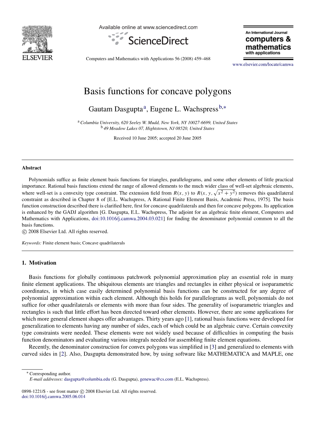 Basis Functions for Concave Polygons