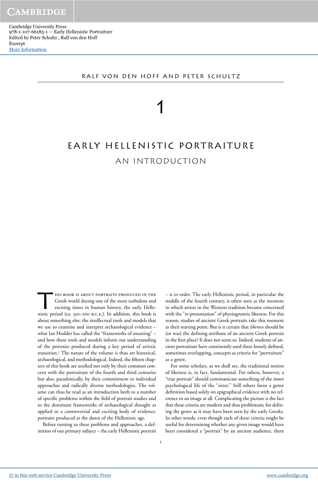 Early Hellenistic Portraiture Edited by Peter Schultz , Ralf Von Den Hoff Excerpt More Information