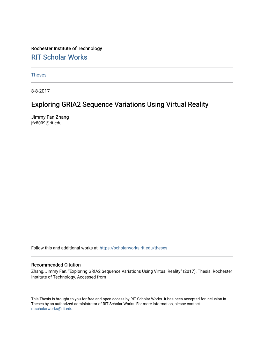 Exploring GRIA2 Sequence Variations Using Virtual Reality