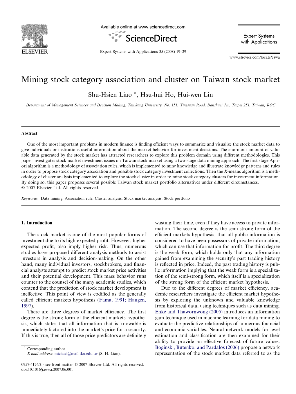 Mining Stock Category Association and Cluster on Taiwan Stock Market