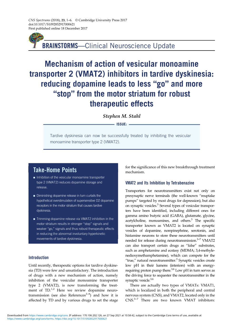 Reducing Dopamine Leads to Less “Go” and More “Stop” from the Motor Striatum for Robust Therapeutic Effects Stephen M