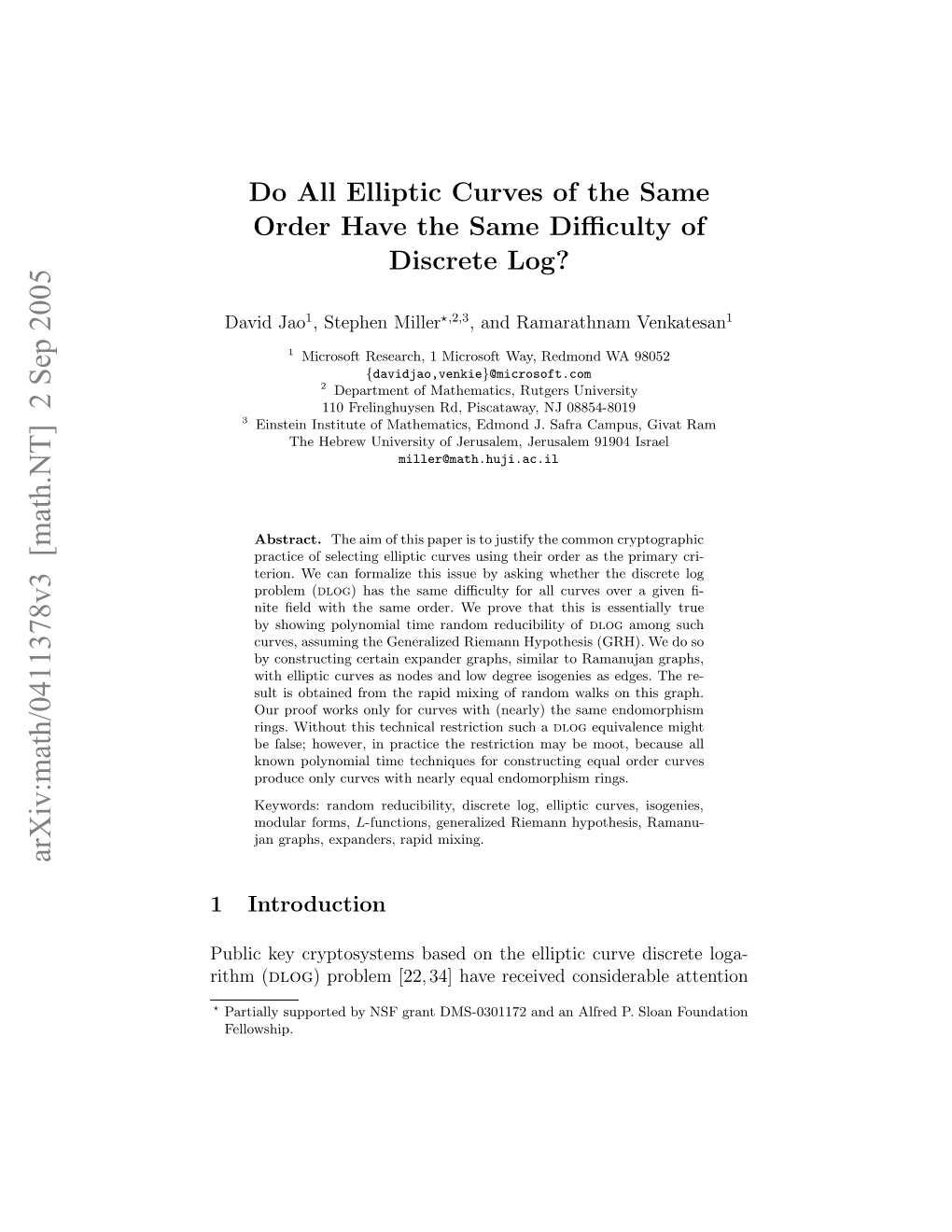 Do All Elliptic Curves Have the Same Difficulty of Discrete Log?