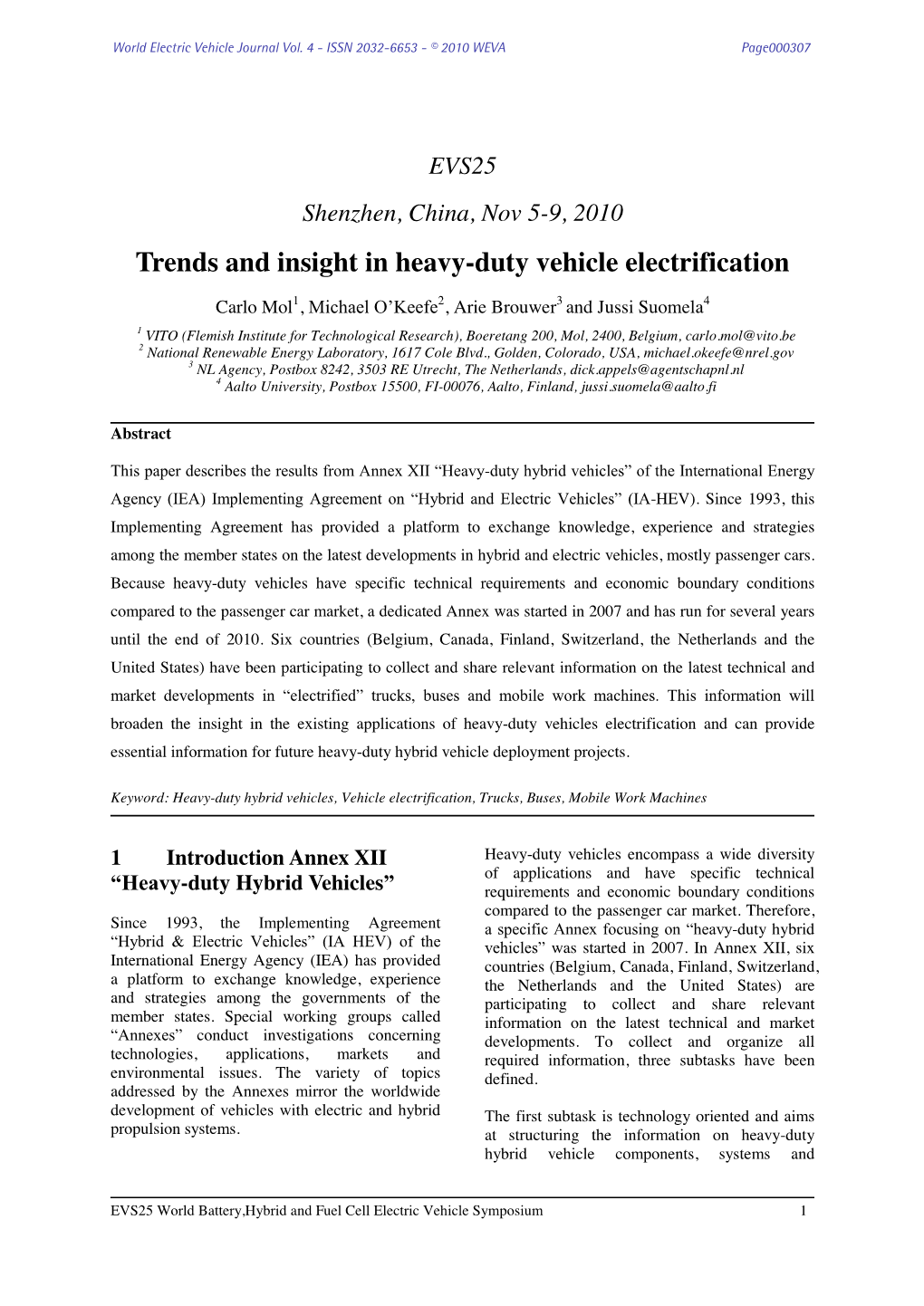 Trends and Insight in Heavy-Duty Vehicle Electrification