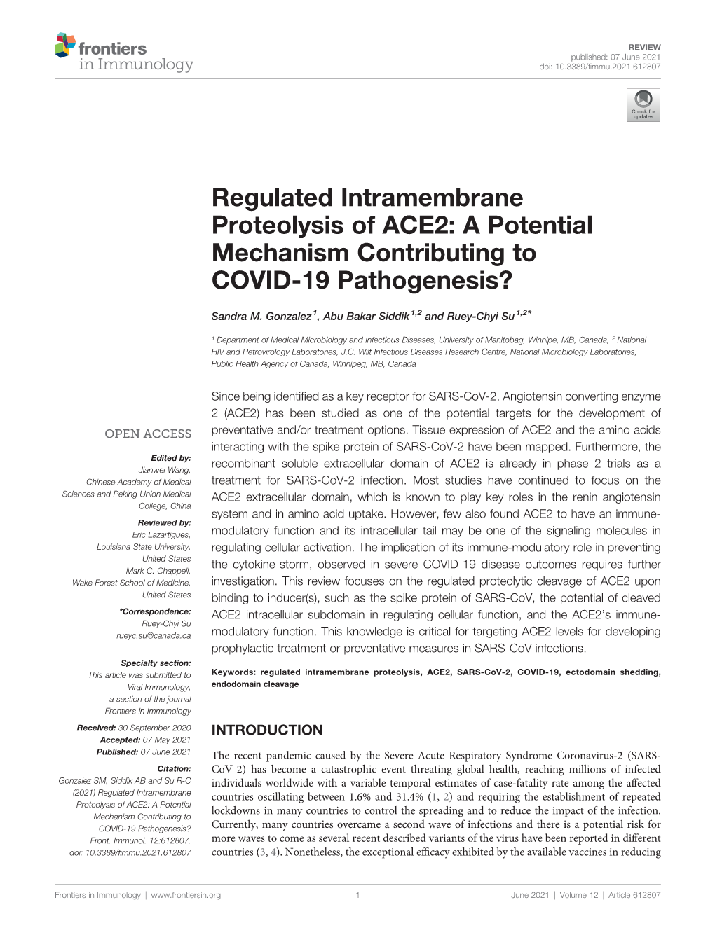 Regulated Intramembrane Proteolysis of ACE2: a Potential Mechanism Contributing to COVID-19 Pathogenesis?