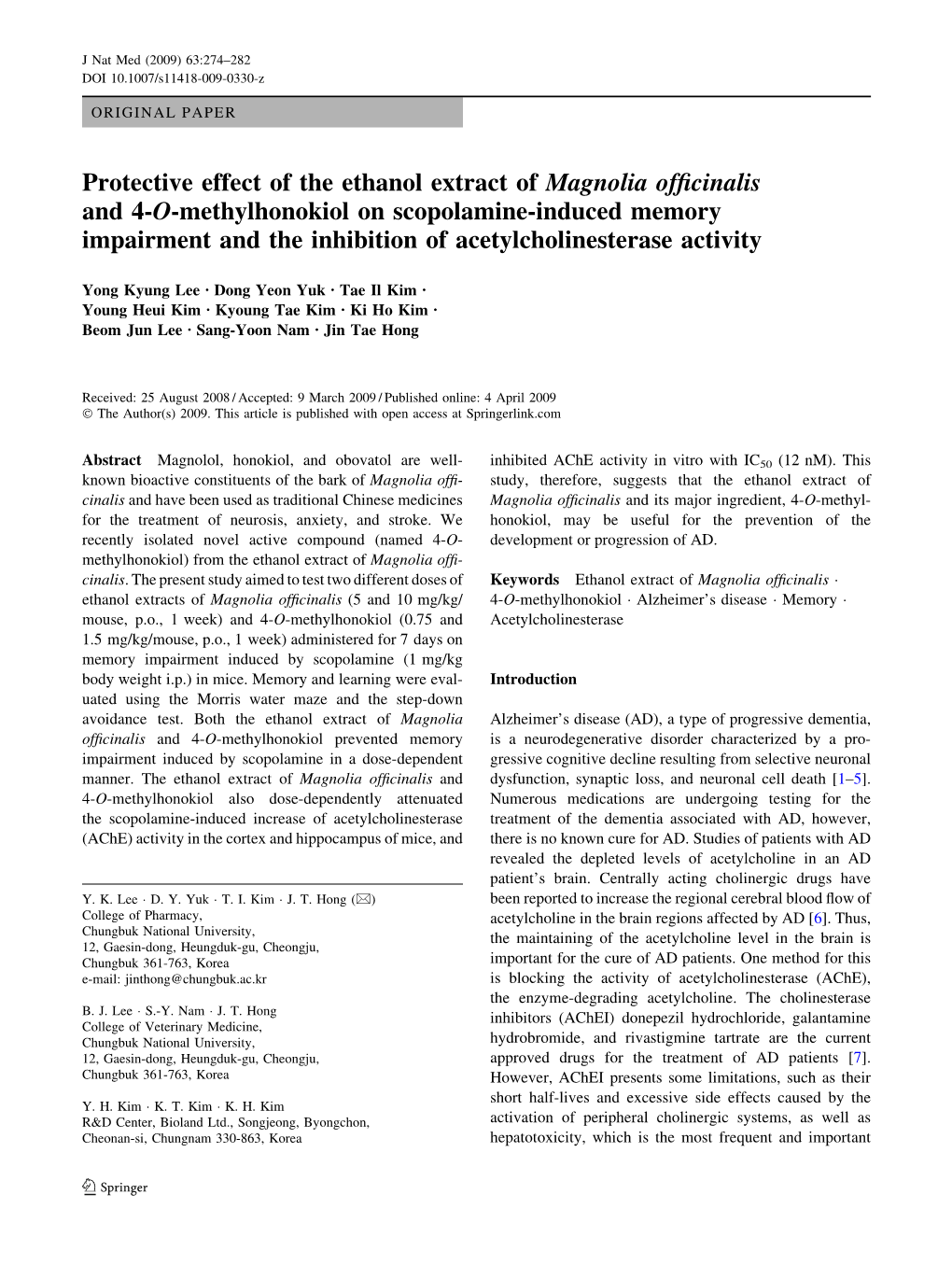 Protective Effect of the Ethanol Extract of Magnolia Officinalis and 4-O