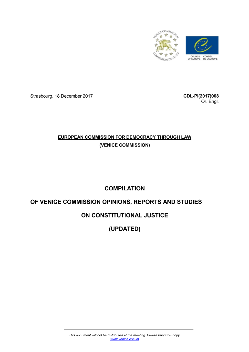 Compilation of Venice Commission Opinions, Reports and Studies on Constitutional Justice (Updated)