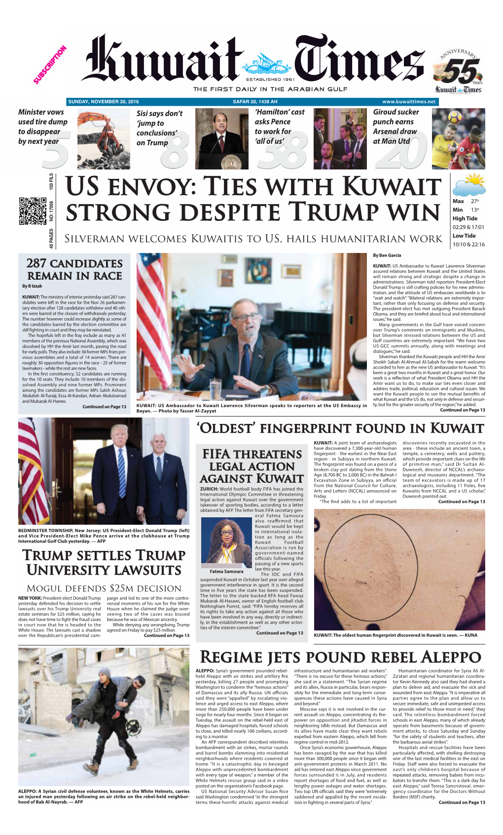 Ties with Kuwait Strong Despite Trump