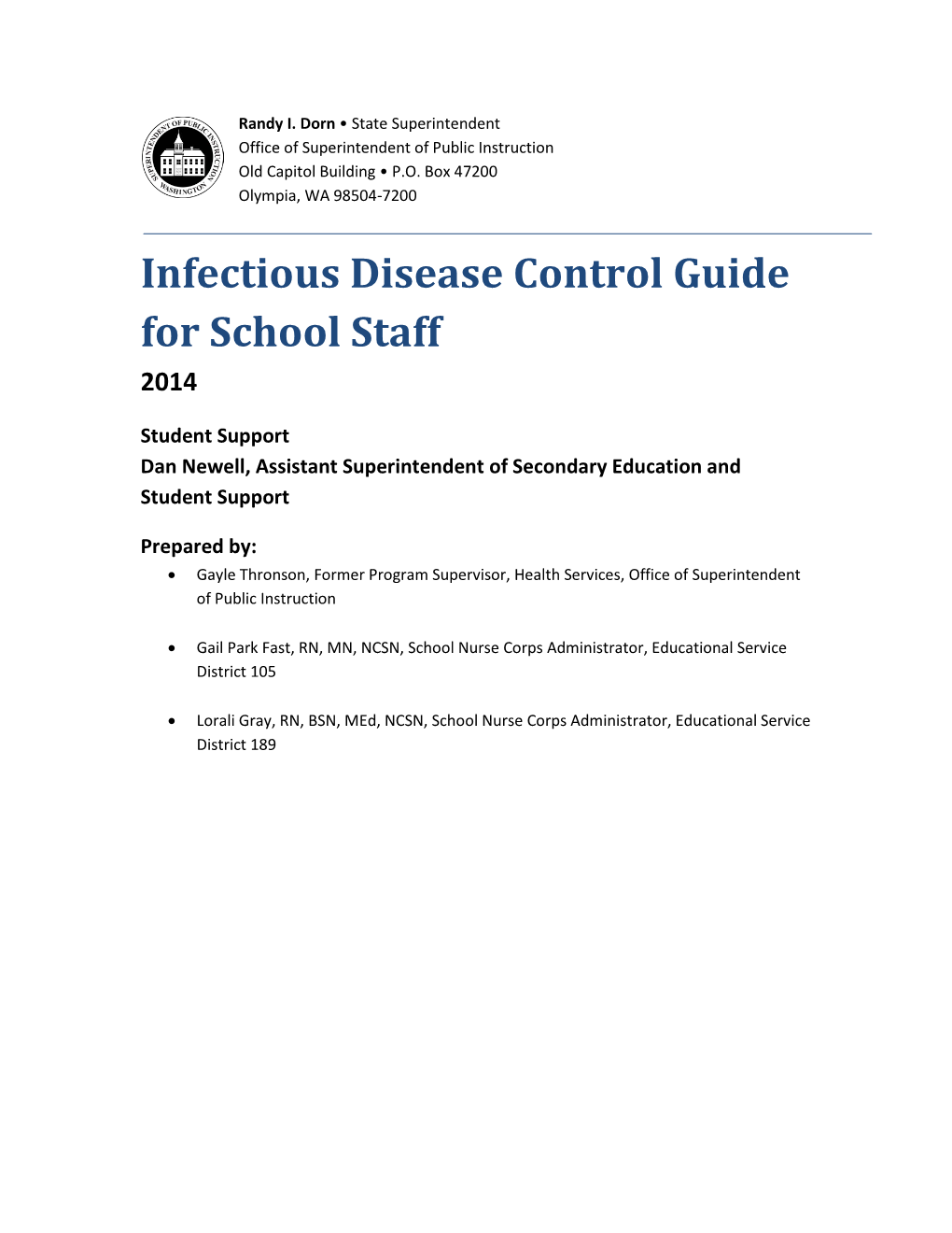 Infectious Disease Control Guide for School Staff 2014
