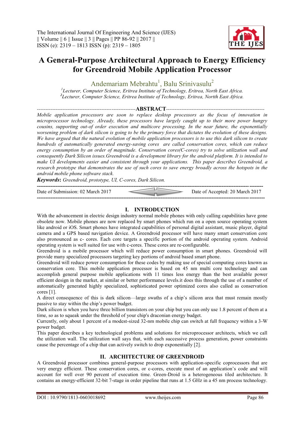 A General-Purpose Architectural Approach to Energy Efficiency for Greendroid Mobile Application Processor