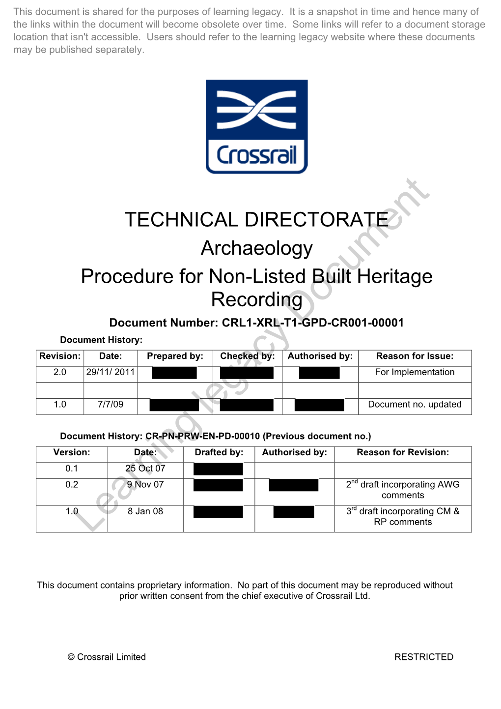 Procedure for Non-Listed Built Heritage Recording