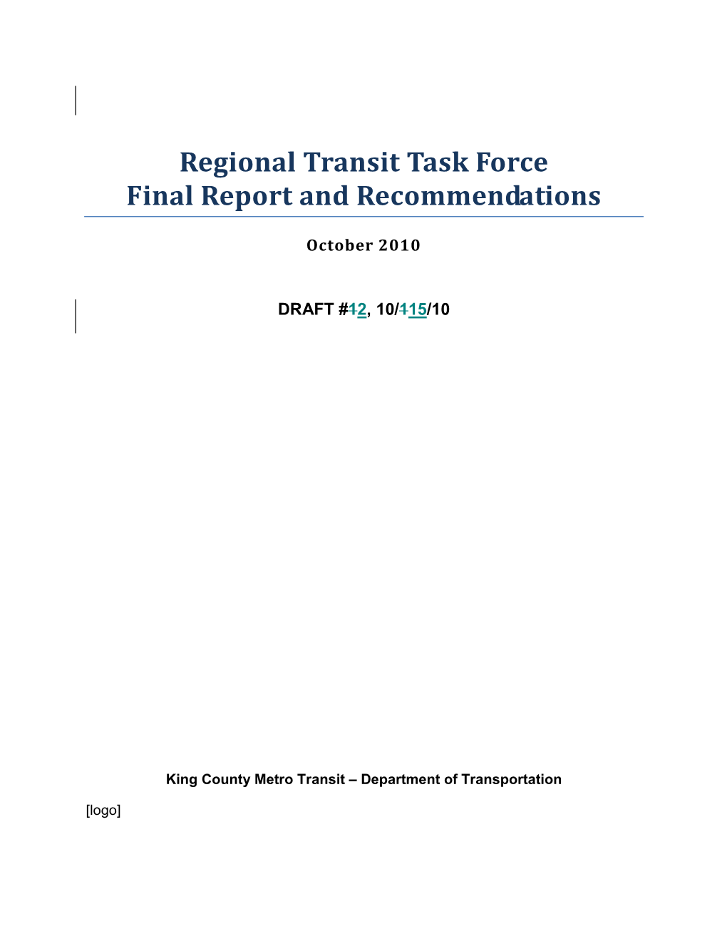 Regional Transit Task Force Final Report and Recommendations
