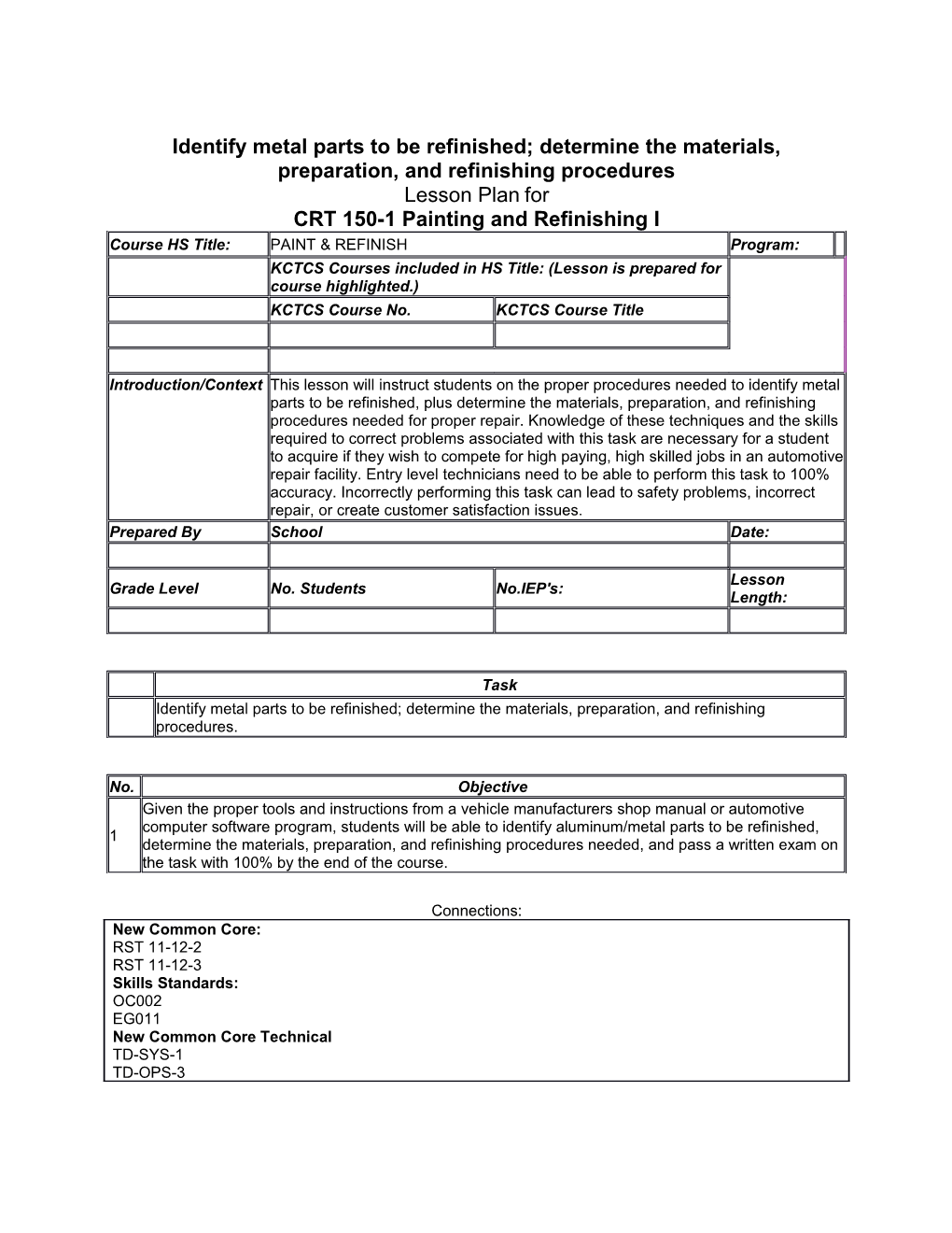 Identify Metal Parts to Be Refinished; Determine the Materials, Preparation, and Refinishing