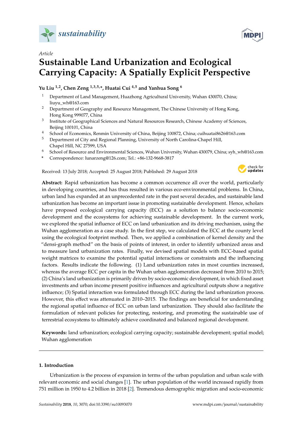 Sustainable Land Urbanization and Ecological Carrying Capacity: a Spatially Explicit Perspective