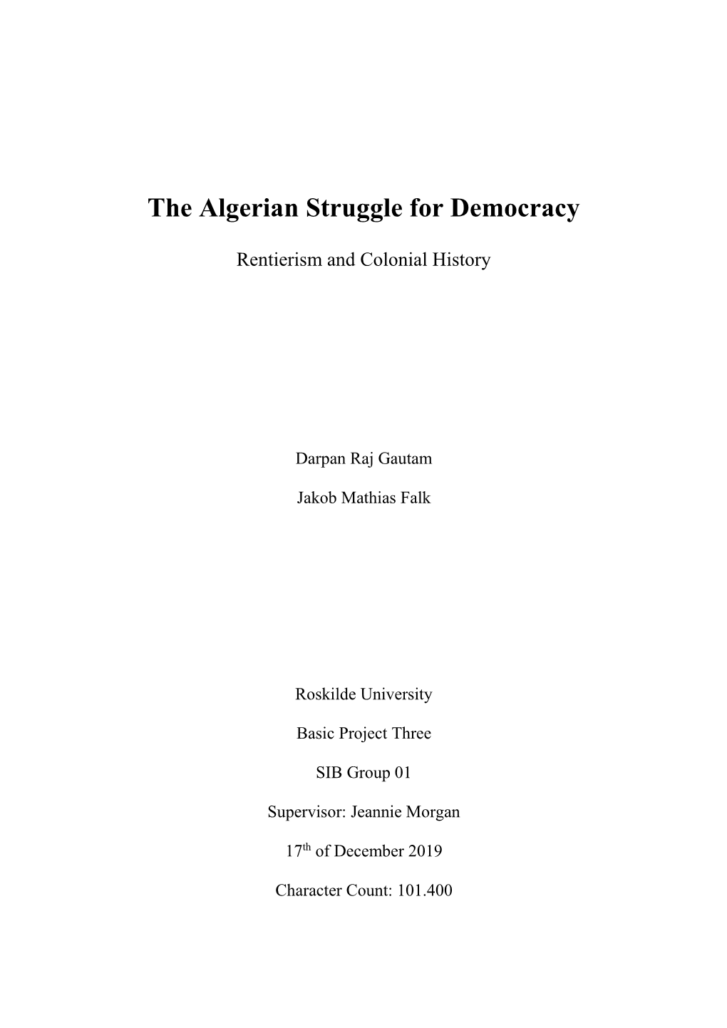 The Algerian Struggle for Democracy