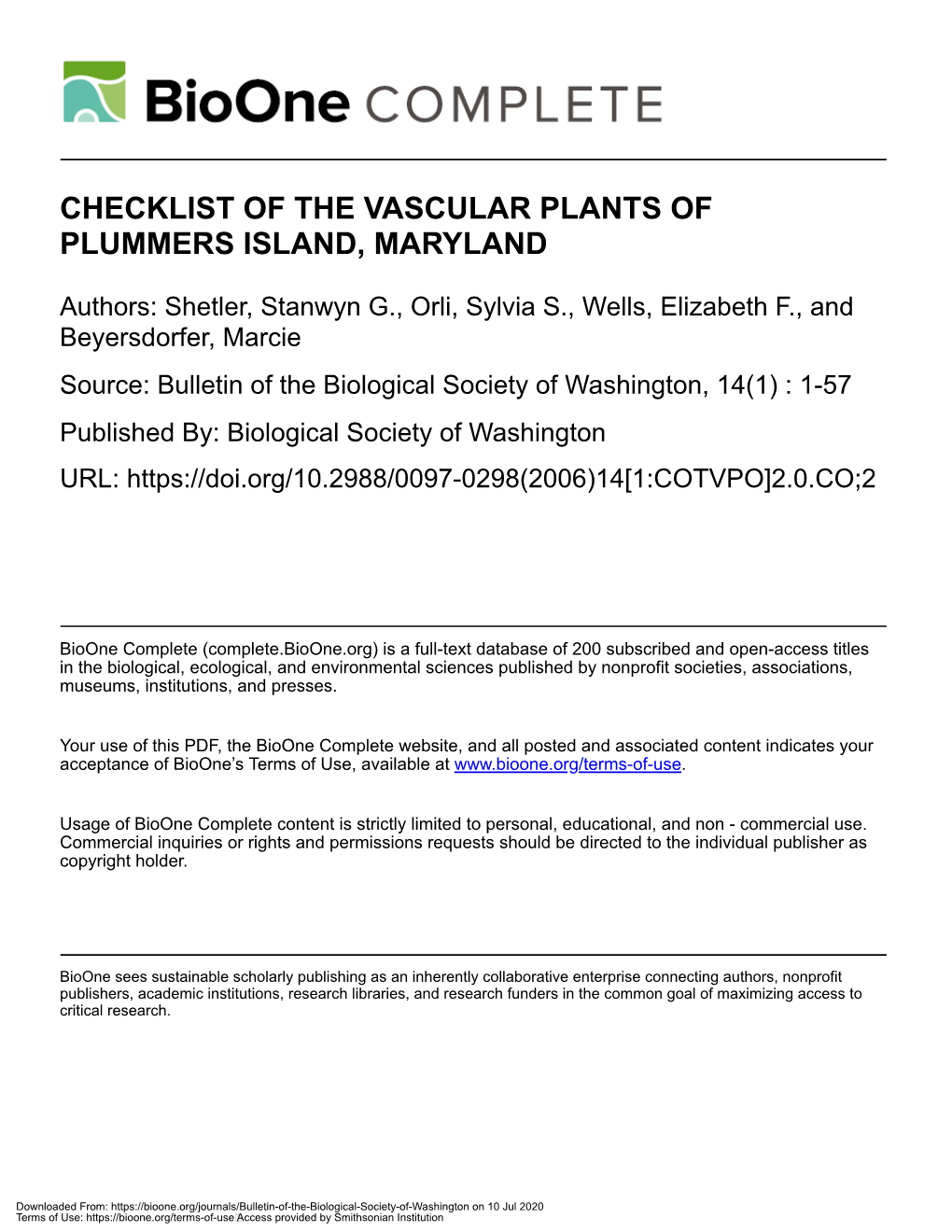 Plant Checklist