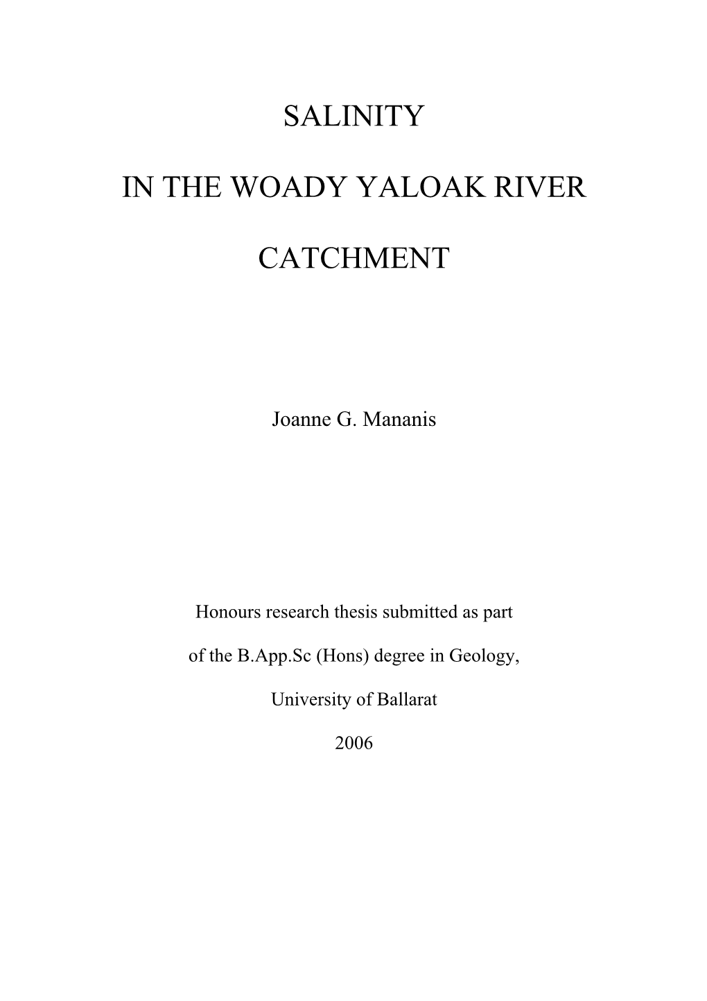 Salinity in the Woady Yaloak River Catchment