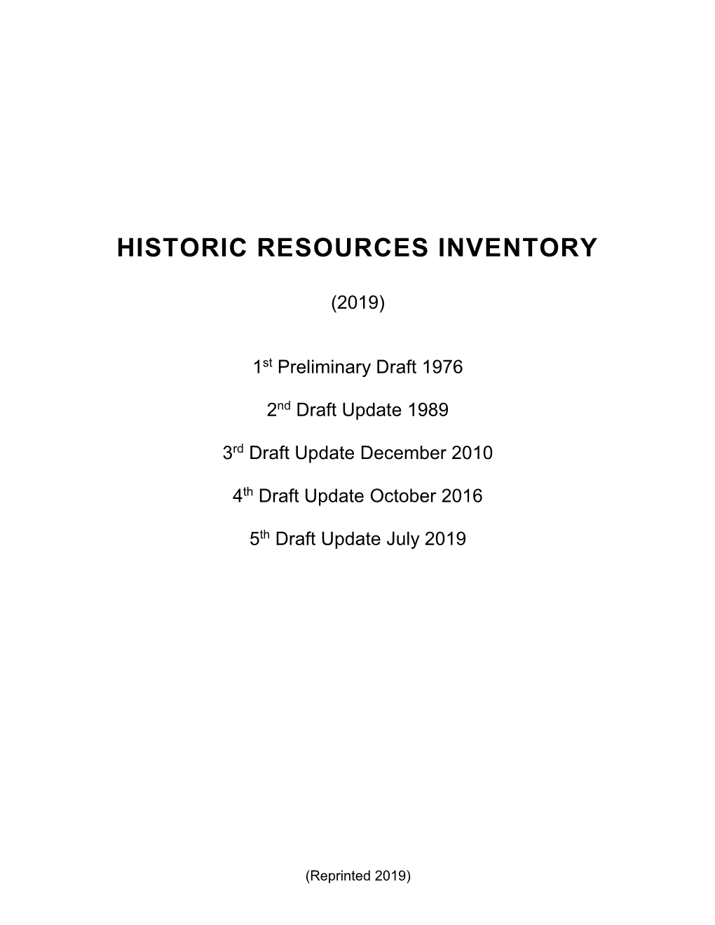 Historic Resources Inventory