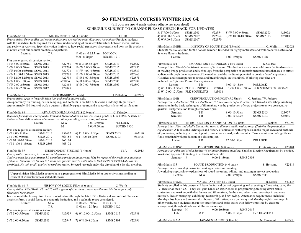 Download the Winter 2020 Schedule